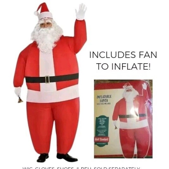 Inflatable Fat Santa Costume Blow Up Adult One Size Includes Fan Suit Yourself - Picture 1 of 8